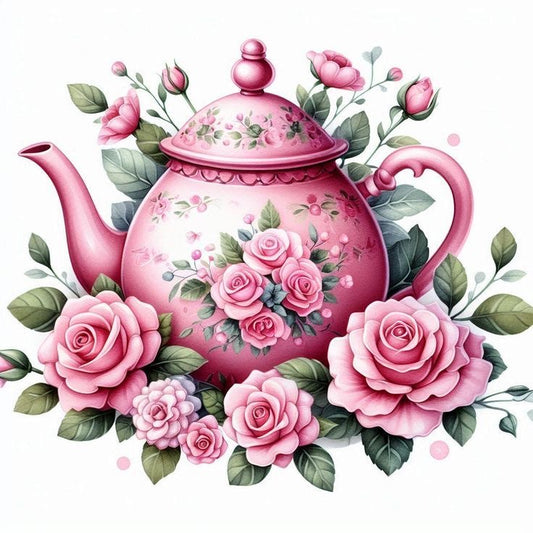 Pink Teapot Whit Flowers